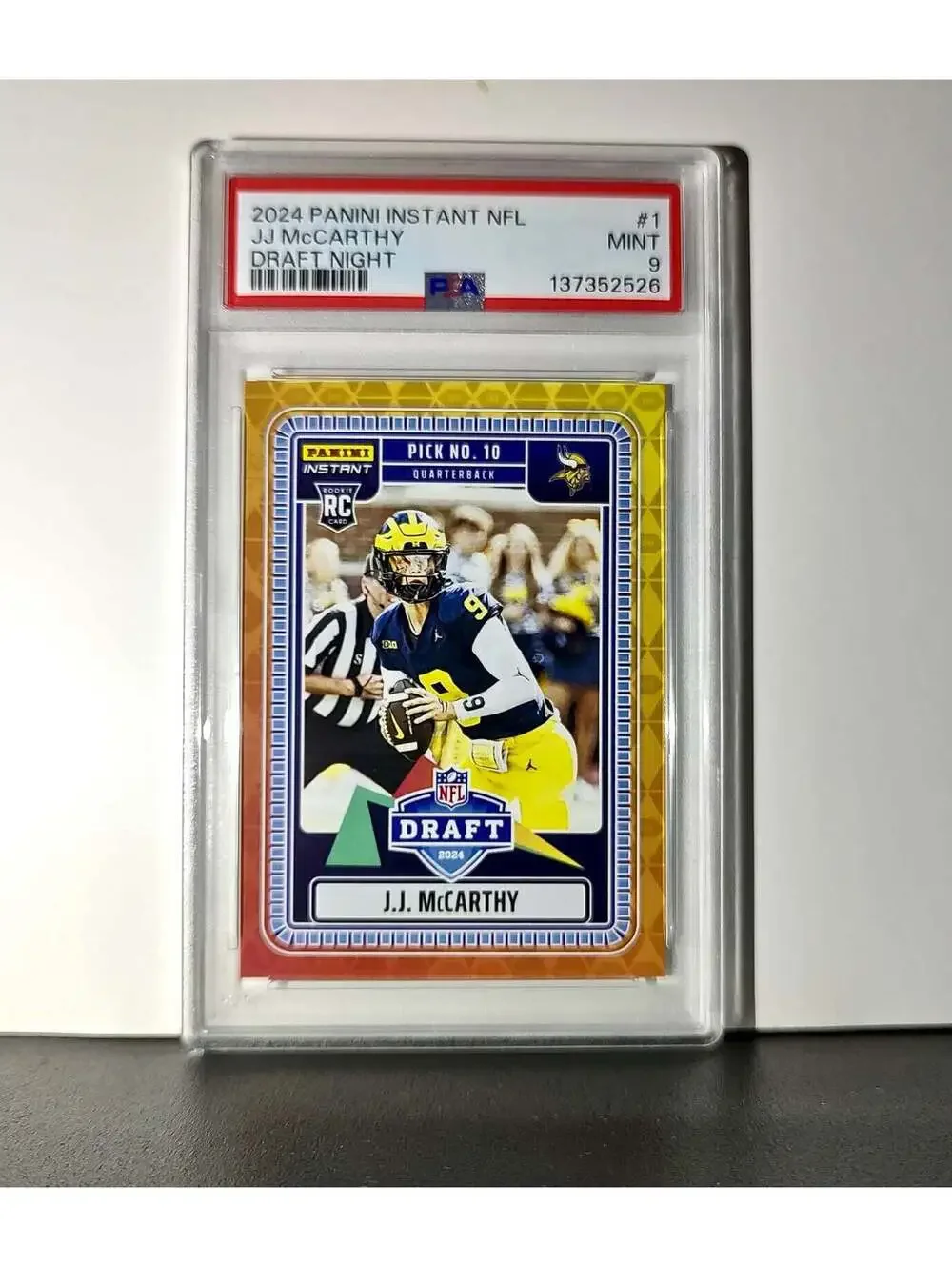 J.J. McCarthy 2023 Panini Instant Draft Night #NFLDN-1 PSA 9 Mint